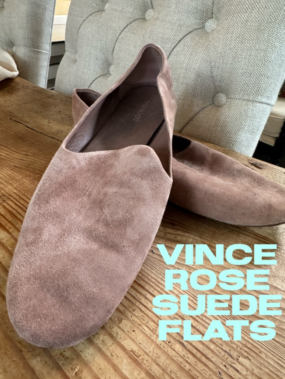 Vince Rose-Taupe Suede Slip-On Flats